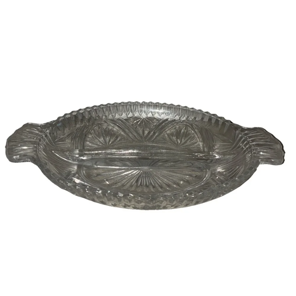 Mikasa Royal Suite Hostess Server Clear Crystal Divided‎ Serving Dish 10x6